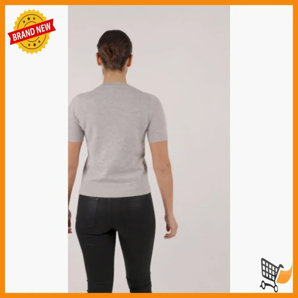 100% Cashmere Short Sleeve Crewneck Sweater Pullover Lightweight Cozy